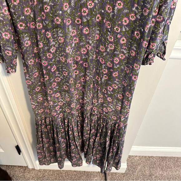 Emerson Fry India Collection Blue Green Pink Cotton Maxi Dress Medium - Picture 5 of 16